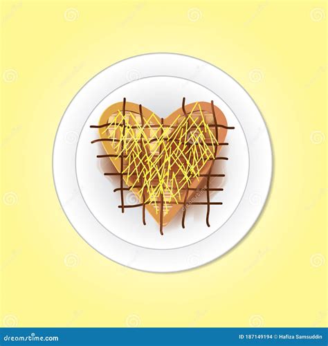 Belgium Heart Shaped Waffle Vector Illustration Decorative Design