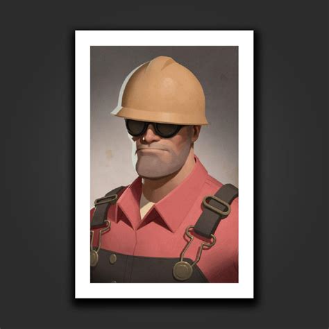 For Fans By Fansteam Fortress 2 Engineer Portrait Art Print
