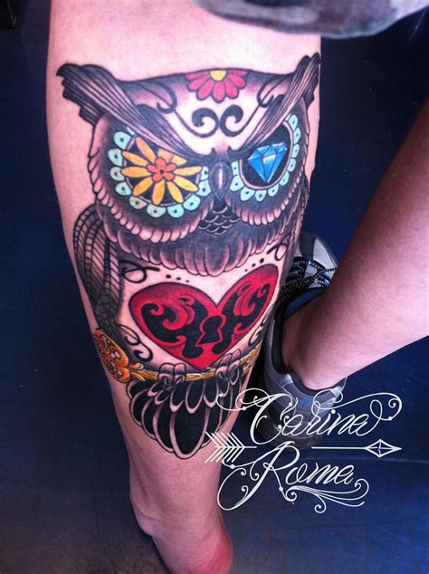 neo-traditional-owl-tattoo-by-carina-roma-tattoos,-traditional-tattoo,-traditional-owl-tattoos
