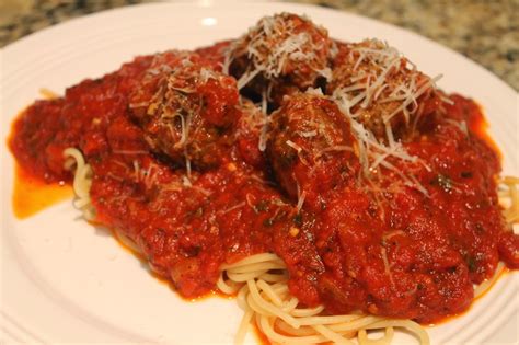 Cover the pan and cook the meatballs on a low heat for about 30 mins, spoon over the sauce occasionally to serve, stir most of the remaining parsley into the sauce then spoon the meatballs and sauce over the spaghetti. Notes from the Nelsens: Spaghetti & Meatballs + Homemade ...