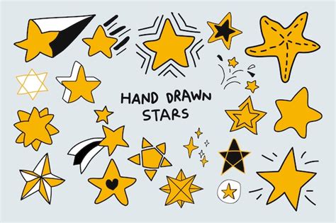Doodle Stars Set Free Vector