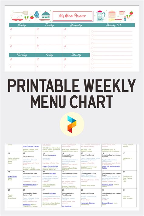 Weekly Menu Chart 10 Free Pdf Printables Printablee