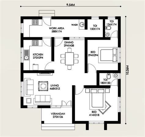 2 Bedroom House Plan Kerala Style Kerala Sq Plan Ft 650 Feet Floor