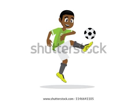 Cartoon Character African Boy Soccer Football Stock Vector Royalty