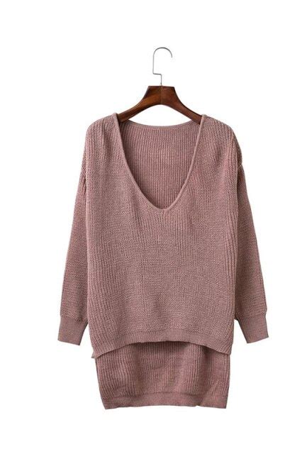 Buy Yinlinhe Pink Deep V Neck Autumn Sweater Women