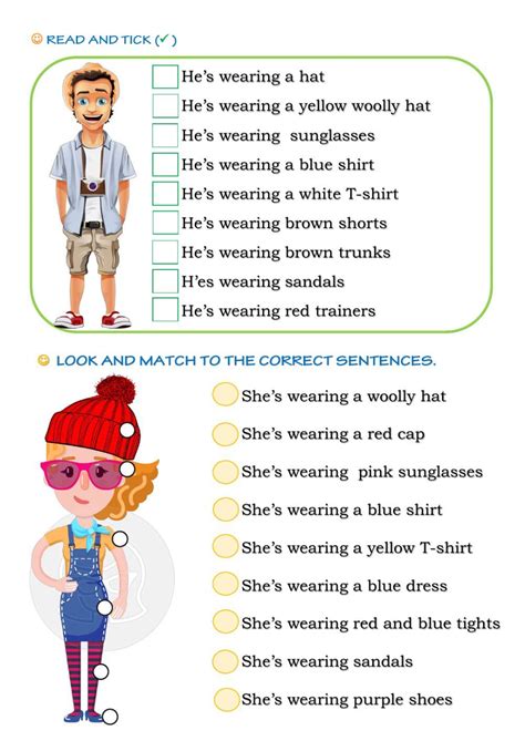 What Is She Wearing What Is He Wearing Worksheet Artofit