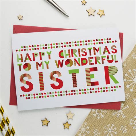 wonderful sister christmas card by a is for alphabet