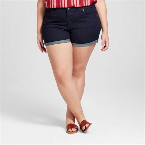 Nwt Womens Plus Size Midi Jean Shorts Universal Thread Dark Wash Ebay
