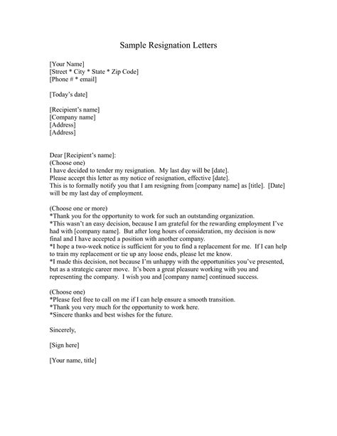Resignation Letter From Employer