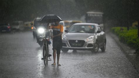Heavy Rain Lashes Parts Of Delhi Noida Imd Predicts More Showers This