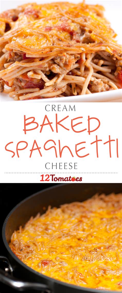 Next, put spaghetti on top of the sauce. Cream Cheese Baked Spaghetti | Baked spaghetti, Food ...