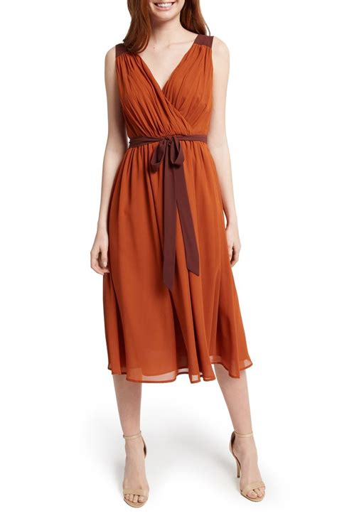 Modcloth Pleated Fit And Flare Dress Regular And Plus Size Orange