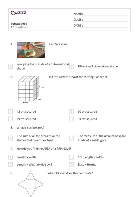 50 Surface Area Worksheets On Quizizz Free And Printable