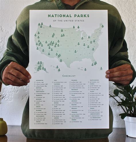 63 National Park Checklist Poster Print 12x18 National Etsy