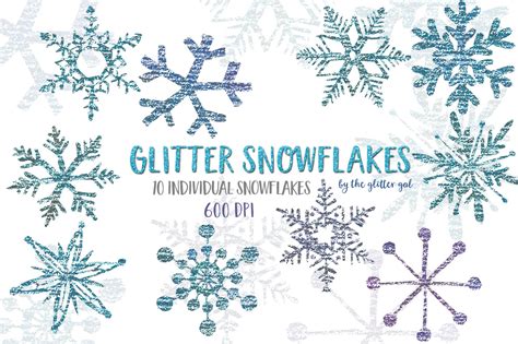 Glitter Snowflake Clip Art Custom Designed Illustrations ~ Creative