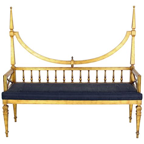 Hollywood Regency Florentine Italian Gold Leaf Double Bench With