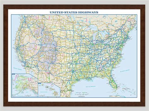 Usa Road Map Map Wall Decor Wall Maps Interstate High