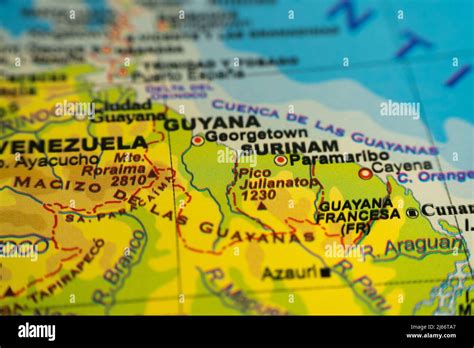 Orographic Map Of Suriname Guyana And Eastern Venezuela With