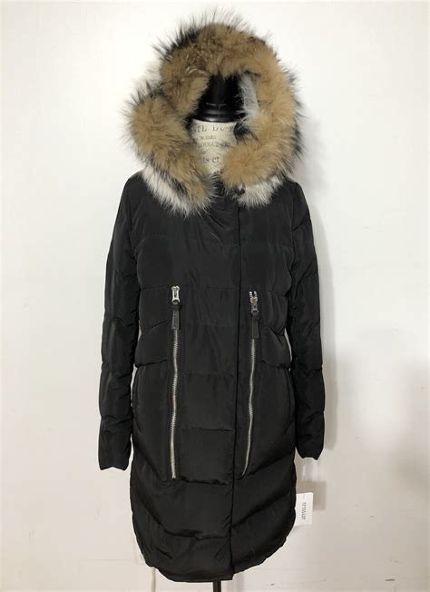 Nwt Womens Derek Lam 10 Crosby Fox Fur Trim Mixed Media Long Parka S