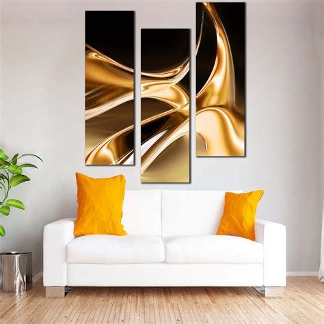 Contemporary Abstract Canvas Wall Art Brown Modern Abstract Triptych