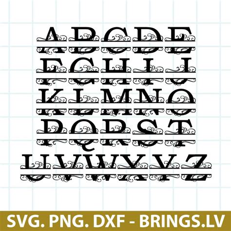 Split Monogram Letters Svg Split Monogram Alphabet Svg Png Dxf Cut Files For Cricut And