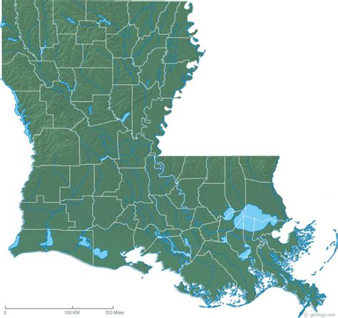 Louisiana Physical Map And Louisiana Topographic Map