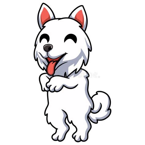 Cute Samoyed Dog Cartoon Standing Stock Vector Illustration Of Kawaii