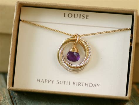 Traditional jewellery with a twist. 50th birthday gift for her amethyst necklace by ...