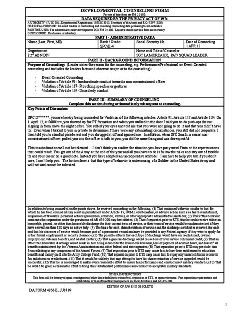 Sample Counseling Statement The Document Template