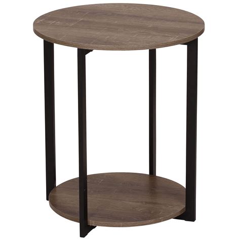 Household Essentials Ashwood Low Round Side Table With Storage Shelf