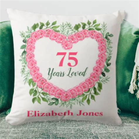 75th Birthday Pillow 75 Years Loved Design Zazzle