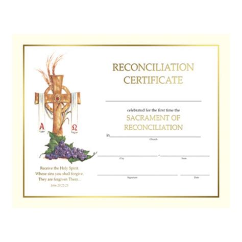 Spiritual Line Reconciliation Certificates Religious Supply Center