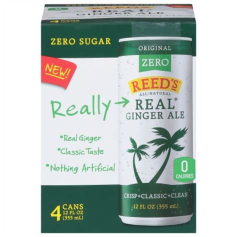 Reed’s Original Real Ginger Ale Zero Sugar Soda Bottles 4 Pk 12 Fl Oz Fred Meyer