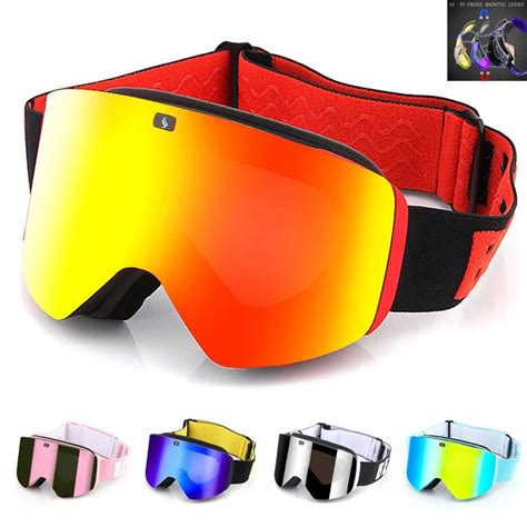 2022 Magnetic Ski Goggles With Double Layer Polarized Lens Skiing Anti Fog Uv400 Snowboard