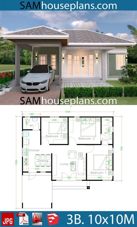 House Plans 10x10 With 3 Bedrooms Samhouseplans