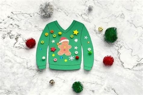Ugly Christmas Sweater Craft For Kids Free Sweater Printable Mombrite