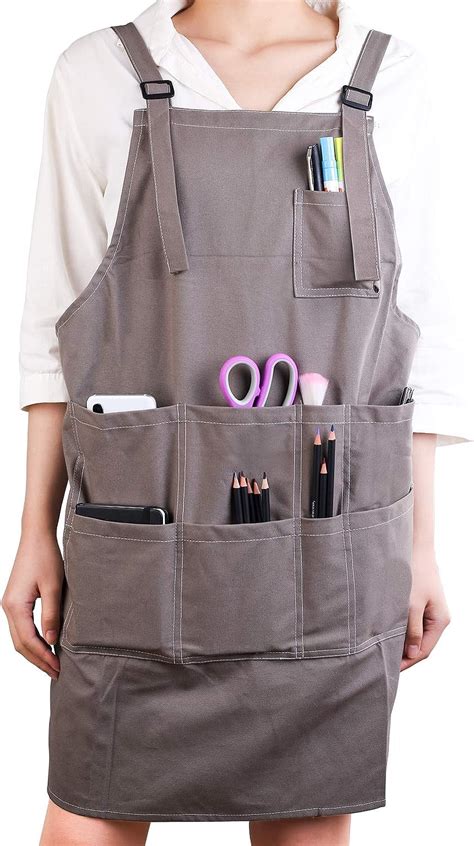 Eastiii Artist Cotton Canvas Apron With Pockets For Women