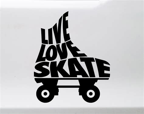 live love skate vinyl decal quads roller skating disco die etsy