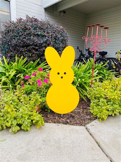 Large Yellow Easter Bunny Peep Lawn Decoration Wood Sign Etsy