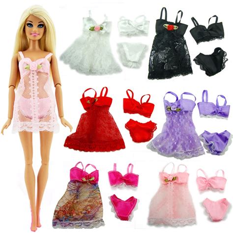 Pcs Clothes And Accessories For Barbie Doll Pajamas Lace Lingerie Night Dress EBay