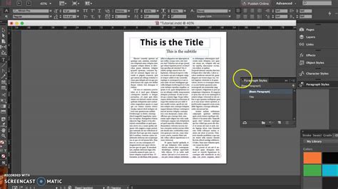 Adobe Indesign Paragraph Style Guide Tutorial Youtube