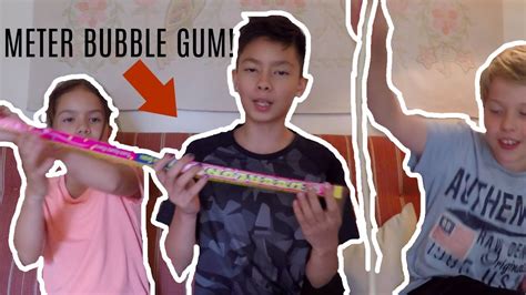1 Meter Long Bubble Gum Challenge Youtube