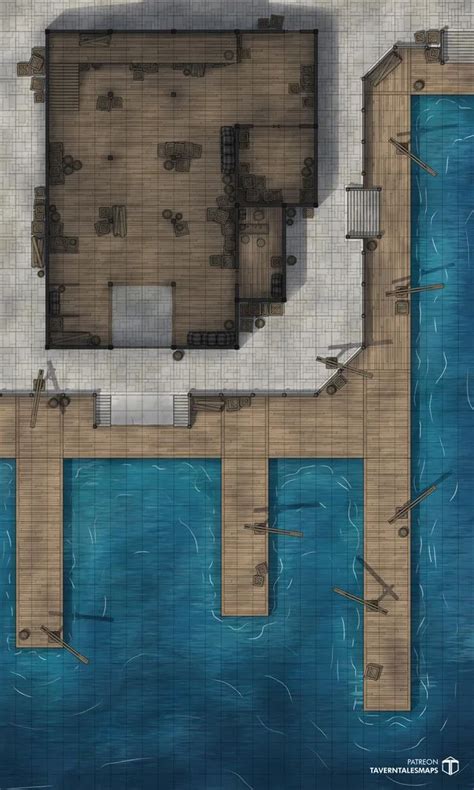 1 Dockside Warehouse 30x50 Battlemaps Dnd World Map Fantasy