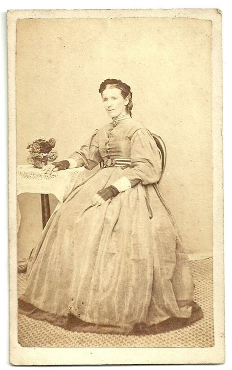Victorian Cdv Photo Lady Seated Lace Mittens Unstated Photographer