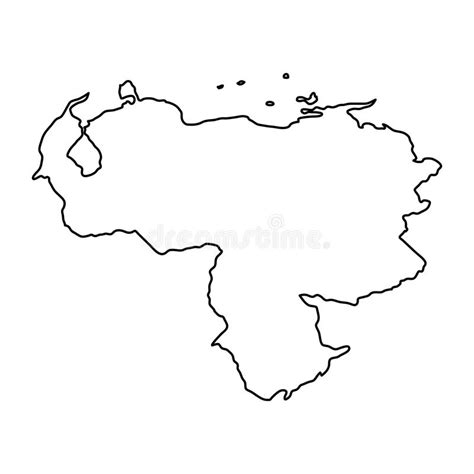 El Mapa De Venezuela Del Contorno Negro Curva En El Fondo Blanco Del