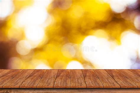 Wood Table Top On Bokeh Abstract Background Stock Photo Image Of