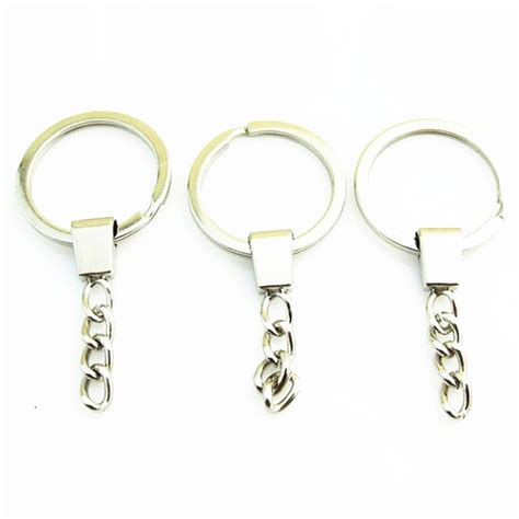 30pcslot High Quality Diy Alloy Key Chains And Key Rings Round Dull