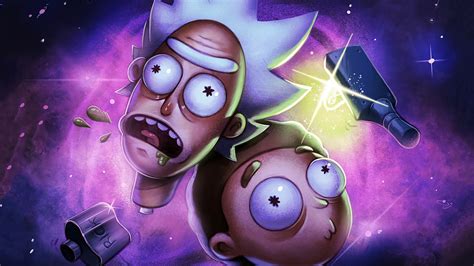 Tv Show Morty Smith Rick Sanchez Rick And Morty In Purple Background
