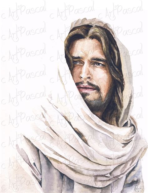 Christmas Digital File Watercolor Jesus Christ Portrait Jesus Etsy