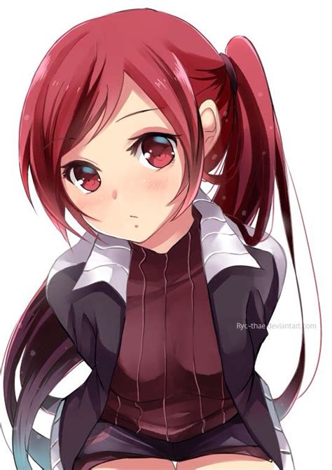 Anime Red Hair Red Eyes Sports Jacket Dazzling Anime Pictures